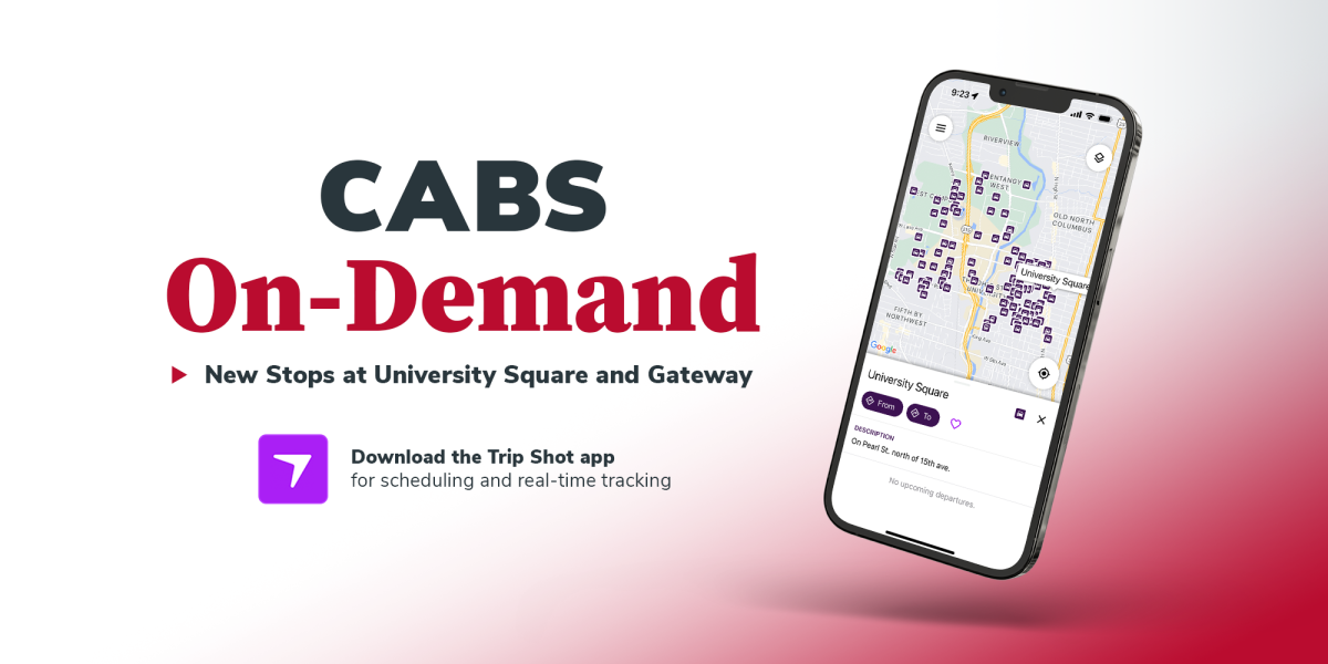 cell phone displaying CABS On-Demand service