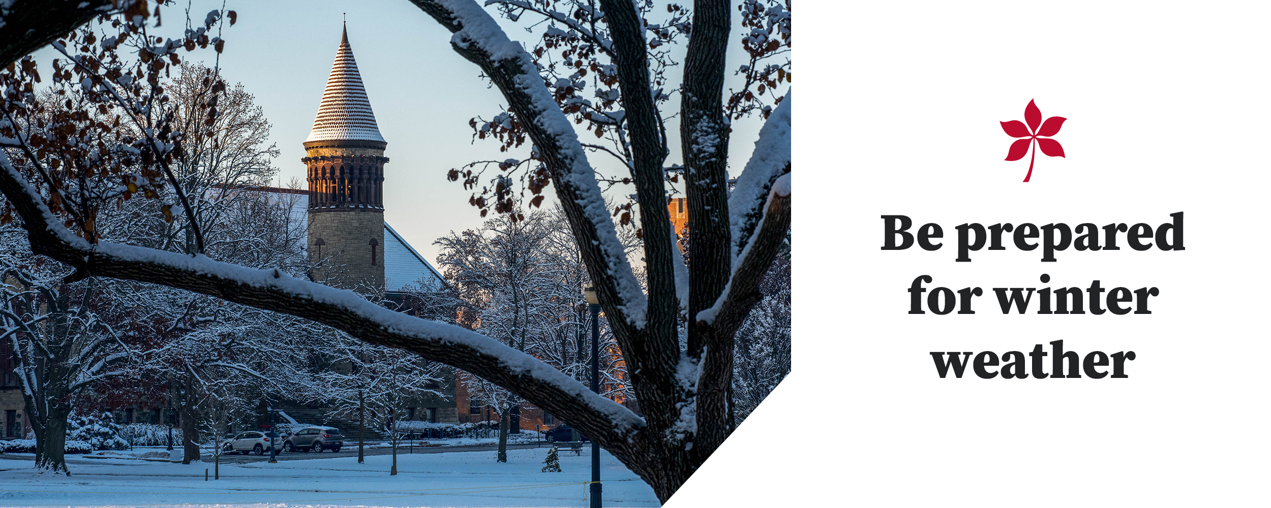 University Hall covered in snow