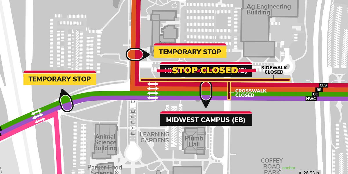 alternative stops on Fyffe Road north of Woody Hayes and on Woody Hayes near Herrick 
