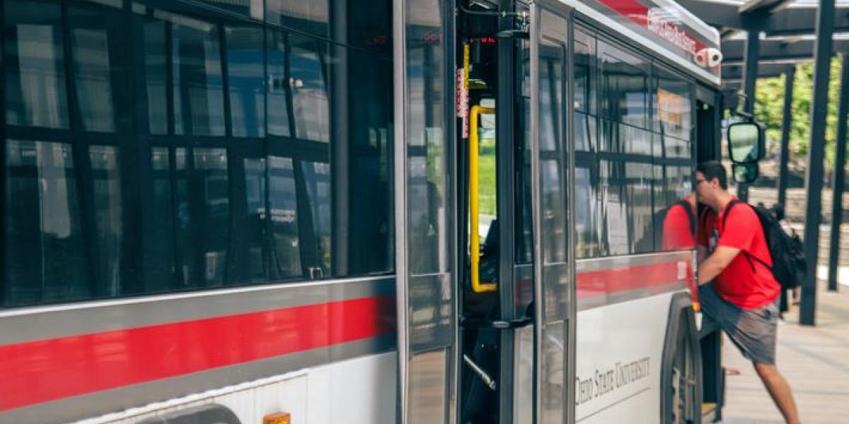 Passenger boarding CABS bus